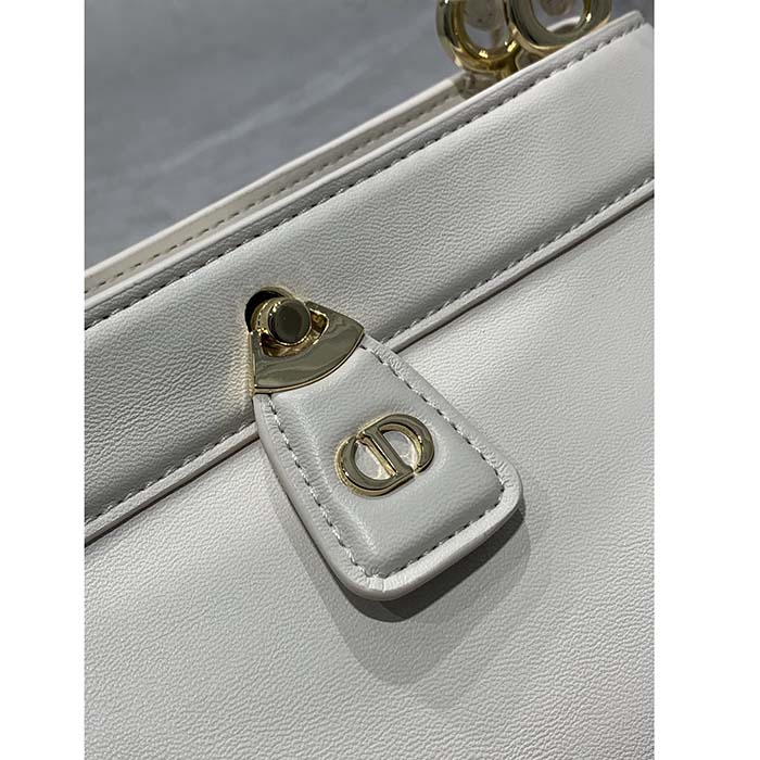 Dior Women CD Medium Dior Key Bag Dusty Ivory Box Calfskin (4)