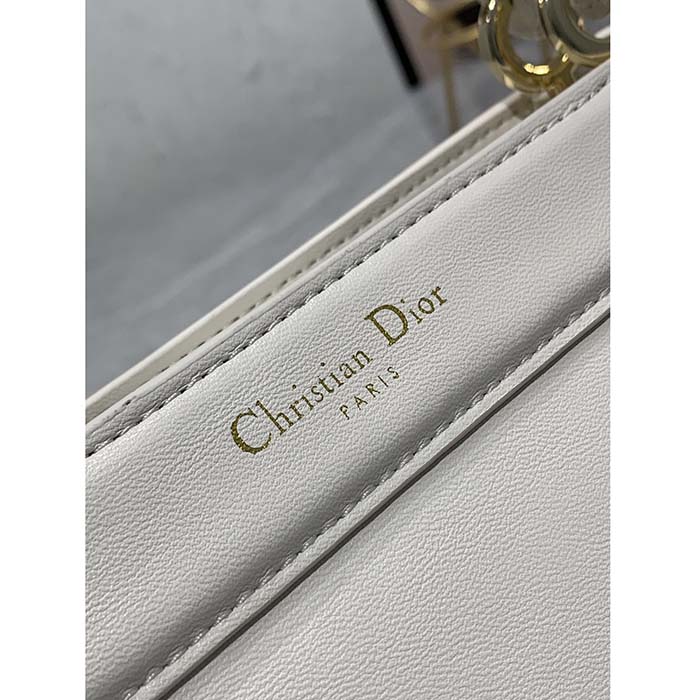 Dior Women CD Medium Dior Key Bag Dusty Ivory Box Calfskin (8)