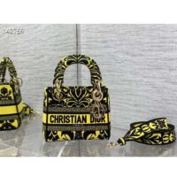 Dior Women CD Mini Lady D-Lite Bag Yellow Multicolor Ornamental Embroidery (3)