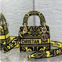 Dior Women CD Mini Lady D-Lite Bag Yellow Multicolor Ornamental Embroidery (3)