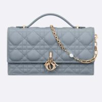 Dior Women CD Miss Dior Mini Bag Cloud Blue Cannage Lambskin (9)