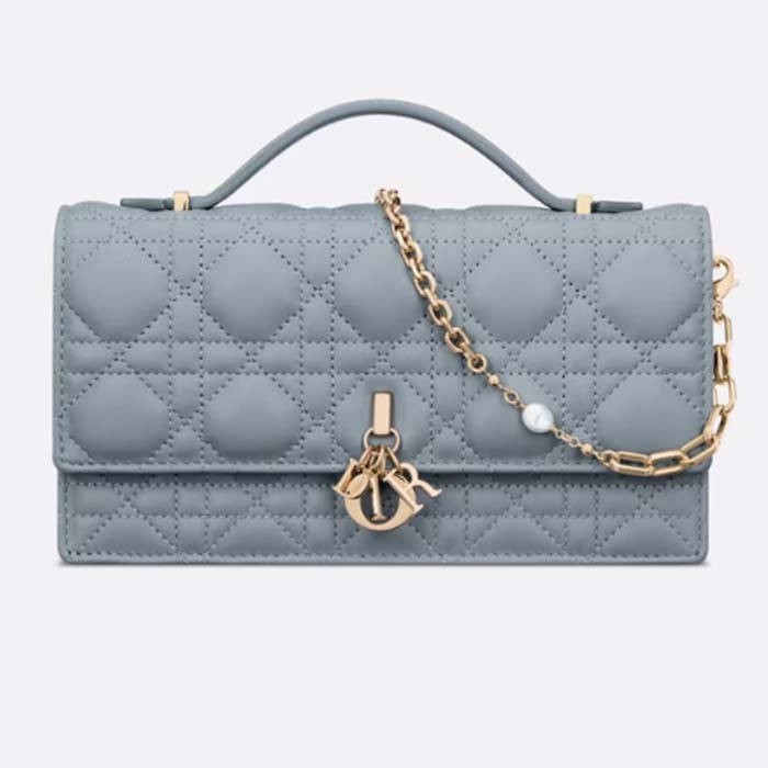 Dior Women CD Miss Dior Mini Bag Cloud Blue Cannage Lambskin