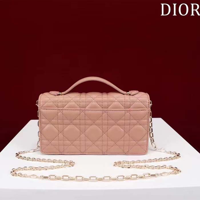 Dior Women CD Miss Dior Mini Bag Light Pink Cannage Lambskin