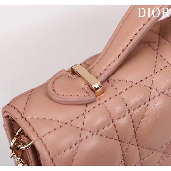Dior Women CD Miss Dior Mini Bag Light Pink Cannage Lambskin
