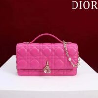 Dior Women CD Miss Dior Mini Bag Rani Pink Cannage Lambskin (7)