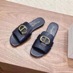 Dior Women CD Sandals 30 Montaigne Slide Black Calfskin Tonal Edge Dye - immagine 4