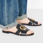 Dior Women CD Sandals 30 Montaigne Slide Black Calfskin Tonal Edge Dye - immagine 12