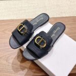 Dior Women CD Sandals 30 Montaigne Slide Black Calfskin Tonal Edge Dye - immagine 5