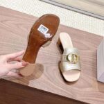 Dior Women CD Sandals Or 30 Montaigne Heeled Slide Platinum-Tone Metallic Calfskin – Bild 10