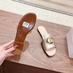 Dior Women CD Sandals Or 30 Montaigne Slide Platinum-Tone Metallic Calfskin - Image 9