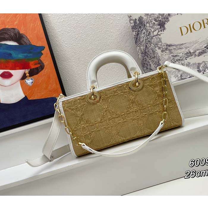 Dior Women CD Small Lady D-Joy Bag Natural Macrocannage Raffia (6)