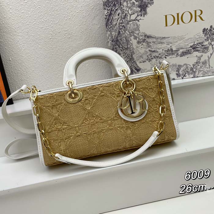 Dior Women CD Small Lady D-Joy Bag Natural Macrocannage Raffia (7)