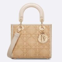 Dior Women CD Small Lady D-Lite Bag Natural Macrocannage Raffia (1)