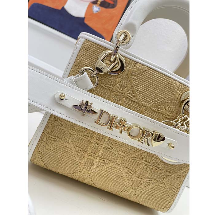 Dior Women CD Small Lady D-Lite Bag Natural Macrocannage Raffia (6)
