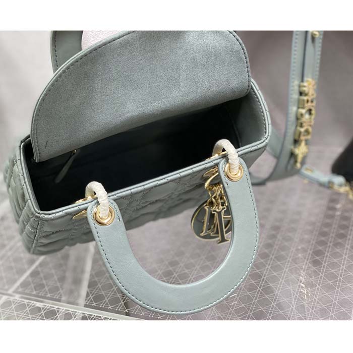 Dior Women CD Small Lady Dior My ABCDior Bag Cedar Green Cannage Lambskin