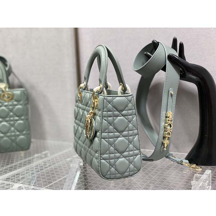 Dior Women CD Small Lady Dior My ABCDior Bag Cedar Green Cannage Lambskin
