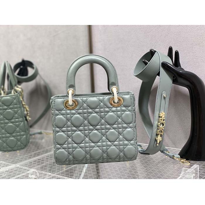Dior Women CD Small Lady Dior My ABCDior Bag Cedar Green Cannage Lambskin