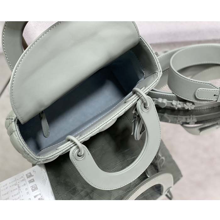 Dior Women CD Small Lady Dior My ABCDior Bag Ultramatte Gray Stone Cannage Calfskin