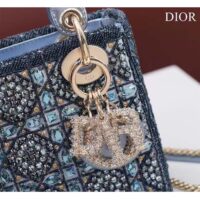 Dior Women Mini Lady Bag Metallic Calfskin Satin Celestial Blue Bead Embroidery (7)
