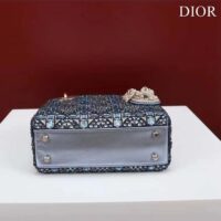 Dior Women Mini Lady Bag Metallic Calfskin Satin Celestial Blue Bead Embroidery (7)