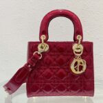Dior Women Small Lady Dior Bag Cherry Red Patent Cannage Calfskin - Image 2