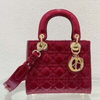 Dior Women Small Lady Dior Bag Cherry Red Patent Cannage Calfskin (1)