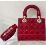 Dior Women Small Lady Dior Bag Cherry Red Patent Cannage Calfskin - Image 4