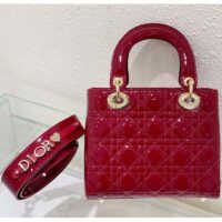 Dior Women Small Lady Dior Bag Cherry Red Patent Cannage Calfskin (1)