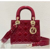 Dior Women Small Lady Dior Bag Cherry Red Patent Cannage Calfskin (1)