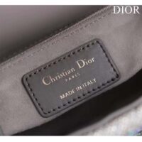 Dior Women Small Lady Dior Bag Gray Smooth Calfskin Satin Bead Embroidery (8)