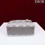 Dior Women Small Lady Dior Bag Gray Smooth Calfskin Satin Bead Embroidery - Bild 6