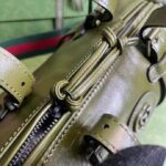 Gucci GG Unisex Small Duffle Bag Tonal Double G Forest Green Leather – Image 7