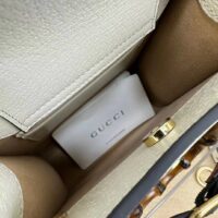 Gucci GG Women Gucci Diana Mini Tote Bag Double G White Leather (10)