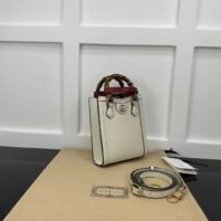 Gucci GG Women Gucci Diana Mini Tote Bag Double G White Leather (10)