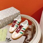 Gucci Unisex Adidas x Gucci Gazelle Sneaker White leather Oatmeal Suede Low Heel - Image 4