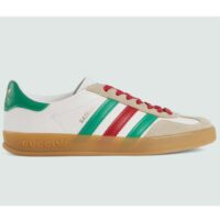 Gucci Unisex Adidas x Gucci Gazelle Sneaker White leather Oatmeal Suede Low Heel (6)