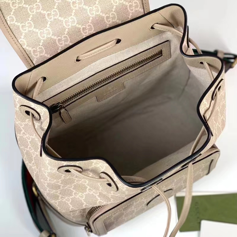 Gucci Unisex Backpack Interlocking G Beige White GG Supreme Canvas (1)