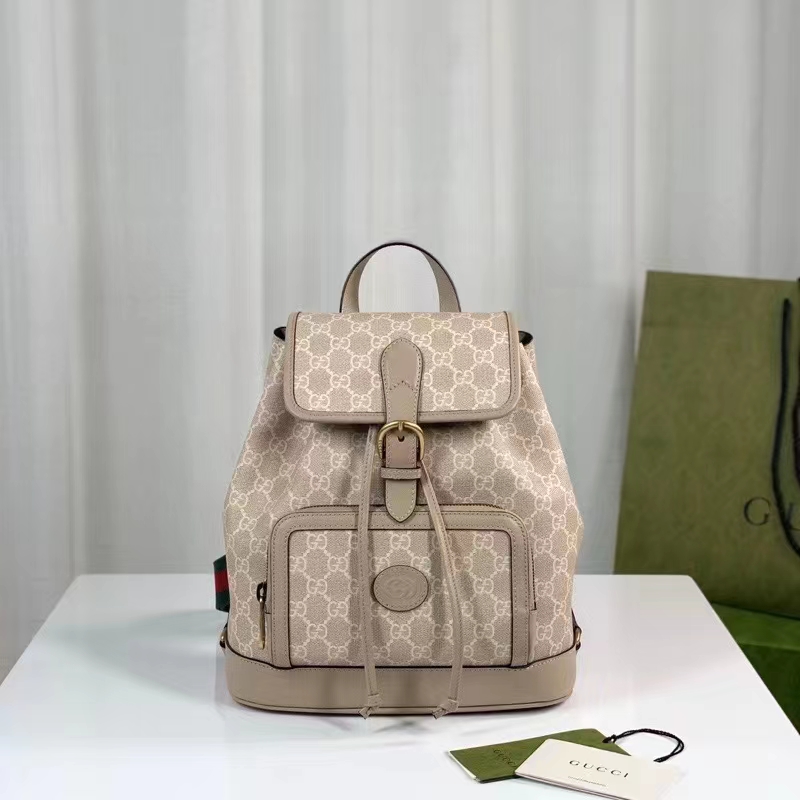Gucci Unisex Backpack Interlocking G Beige White GG Supreme Canvas (11)