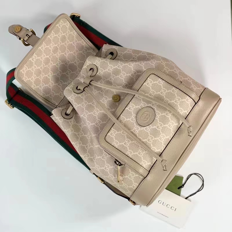 Gucci Unisex Backpack Interlocking G Beige White GG Supreme Canvas (3)