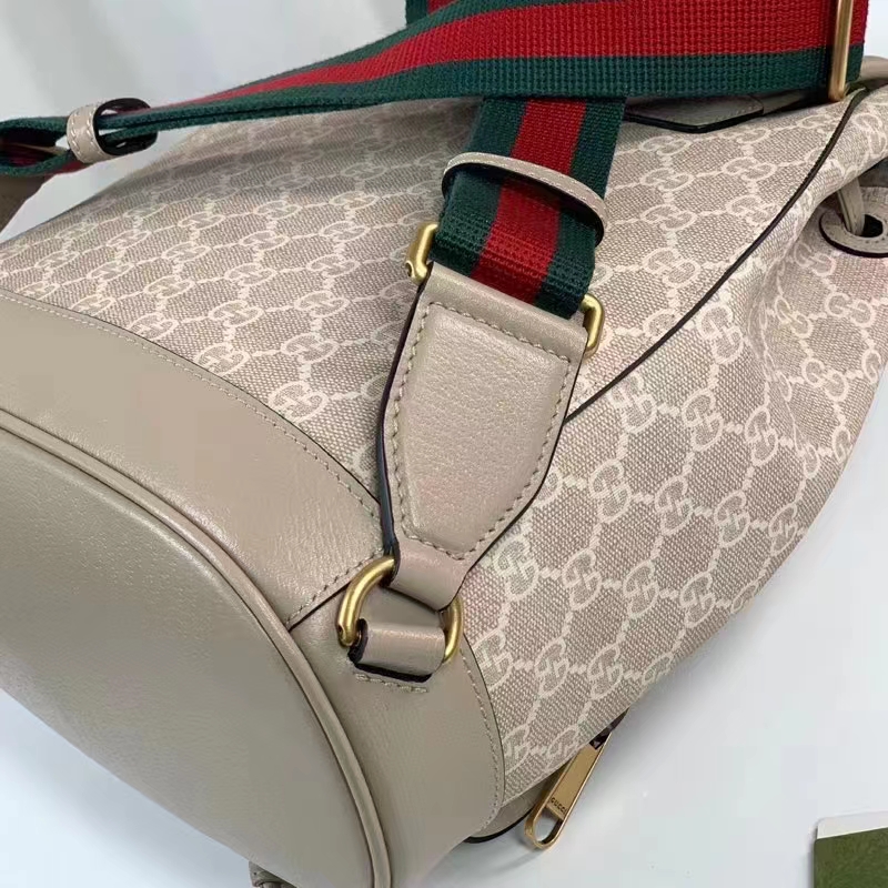 Gucci Unisex Backpack Interlocking G Beige White GG Supreme Canvas (4)