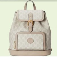 Gucci Unisex Backpack Interlocking G Beige White GG Supreme Canvas (5)