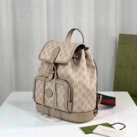 Gucci Unisex Backpack Interlocking G Beige White GG Supreme Canvas (5)