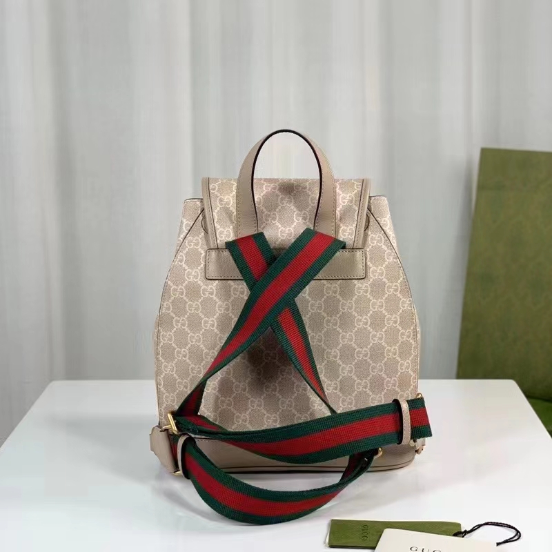 Gucci Unisex Backpack Interlocking G Beige White GG Supreme Canvas (8)