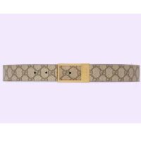 Gucci Unisex Belt Rectangular Buckle Beige Ebony GG Supreme Canvas 3.6 CM Width (5)