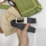 Gucci Unisex Belt Rectangular Buckle Black GG Supreme Canvas 3.6 CM Width - immagine 8