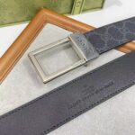 Gucci Unisex Belt Rectangular Buckle Black GG Supreme Canvas 3.6 CM Width - immagine 7