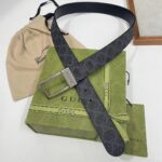 Gucci Unisex Belt Rectangular Buckle Black GG Supreme Canvas 3.6 CM Width - immagine 3