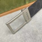 Gucci Unisex Belt Rectangular Buckle Black GG Supreme Canvas 3.6 CM Width - immagine 10