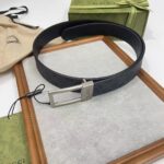 Gucci Unisex Belt Rectangular Buckle Black GG Supreme Canvas 3.6 CM Width - immagine 2