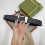 Gucci Unisex Belt Rectangular Buckle Black GG Supreme Canvas 3.6 CM Width - immagine 5